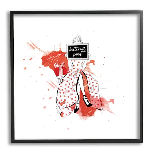 Stupell Industries Better Not Pout Holiday Fashion Framed Giclee Art